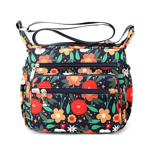【Design Multitasche】Questa borsa a tracolla da donna è progettata in modo unico con 1 tasca principale, (la tasca principale contiene 2 tasche interne applicate, 1 tasca nascosta con zip). 3 tasche frontali con zip, 1 tracolla laterale destra e sinistra e 1 tasca antifurto con zip. Può contenere facilmente il cellulare, il portafoglio, il rossetto, il profumo e altri oggetti di uso quotidiano.