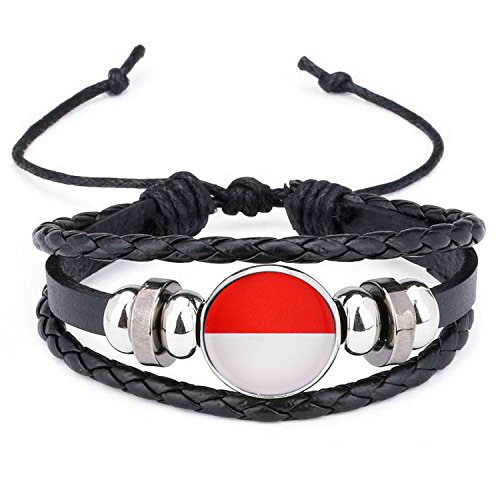 Ndier Armband mit der Flagge von Polen, aus Silikon und PU-Leder, geflochten Cover