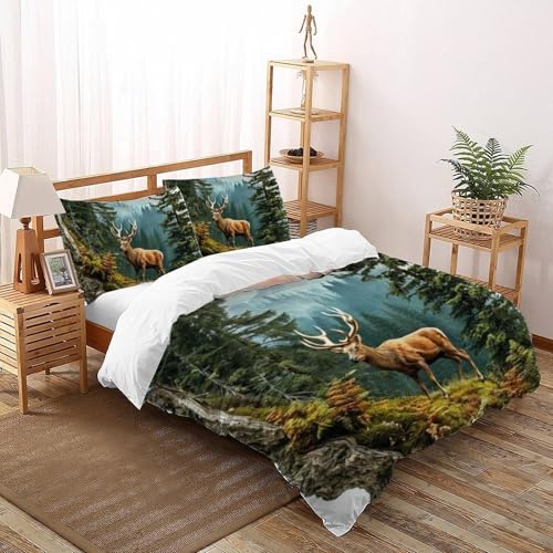 Housse de couette King avec fermeture éclair imprimé 3D cerf - 2