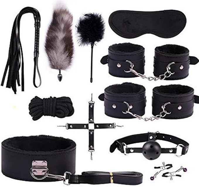11 Piece Set of Black Yoga Training Equipment Accessories, Suitable for Home Training, Adjustable Size, Soft and Elastic Leather, Couple Gift