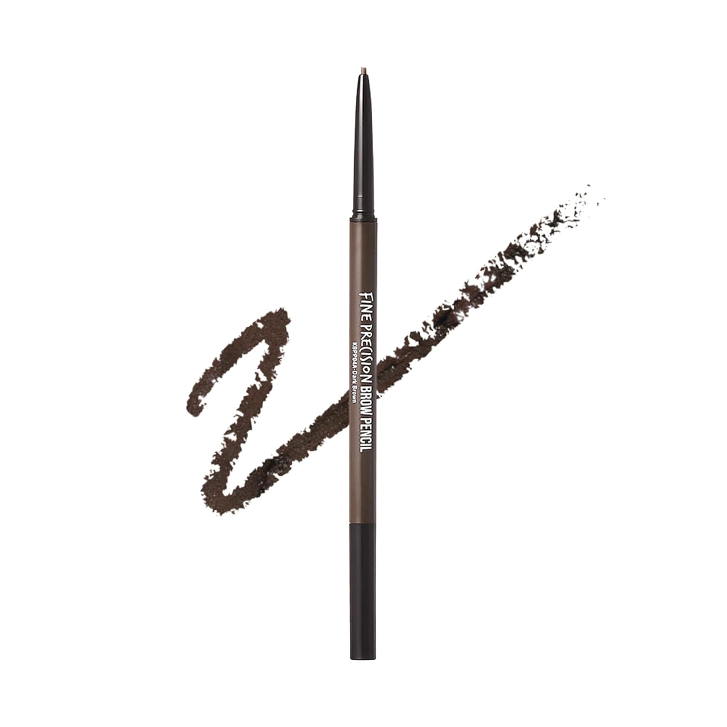 Professional Brow Pencil with Spoolie Brush, Ultra-Fine Precision Point Eyebrow Pencil, Dual-Sided Precise, Slim Definer, Fills Brows, Long-Lasting (Dark Brown)