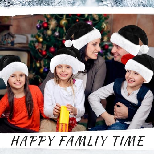 Image of Vicenpal 20 Pcs Santa Hats Bulk Plush Christmas Hats for Adults Women Men Holiday Party Costume(Black)