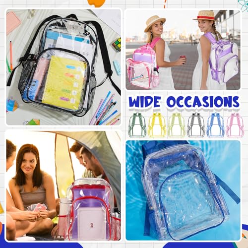 Image of Amylove 24 Pcs Clear Backpack for School Bulk, Transparent PVC | Heavy Duty PVC See Through Bookbag for Stadium Events, schools, offices and security approved events
