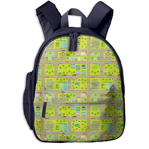 Preisvergleich Produktbild DJNGN Kinderrucksack Kinder Stadtplan Haustier Matte, Kleinkind Kinder Schultasche, Kinder Racksack für 25 Jahre alt