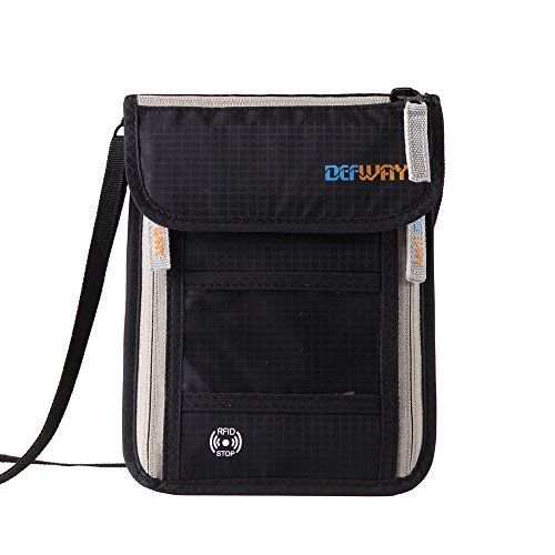 Preisvergleich Produktbild Dew Reisepasshülle, versteckter Halstasche, RFID-blockierend, Diebstahlschutz, versteckte Geldbörse für Sicherheit, wasserabweisende Tasche, Halstasche, Reisepasshülle