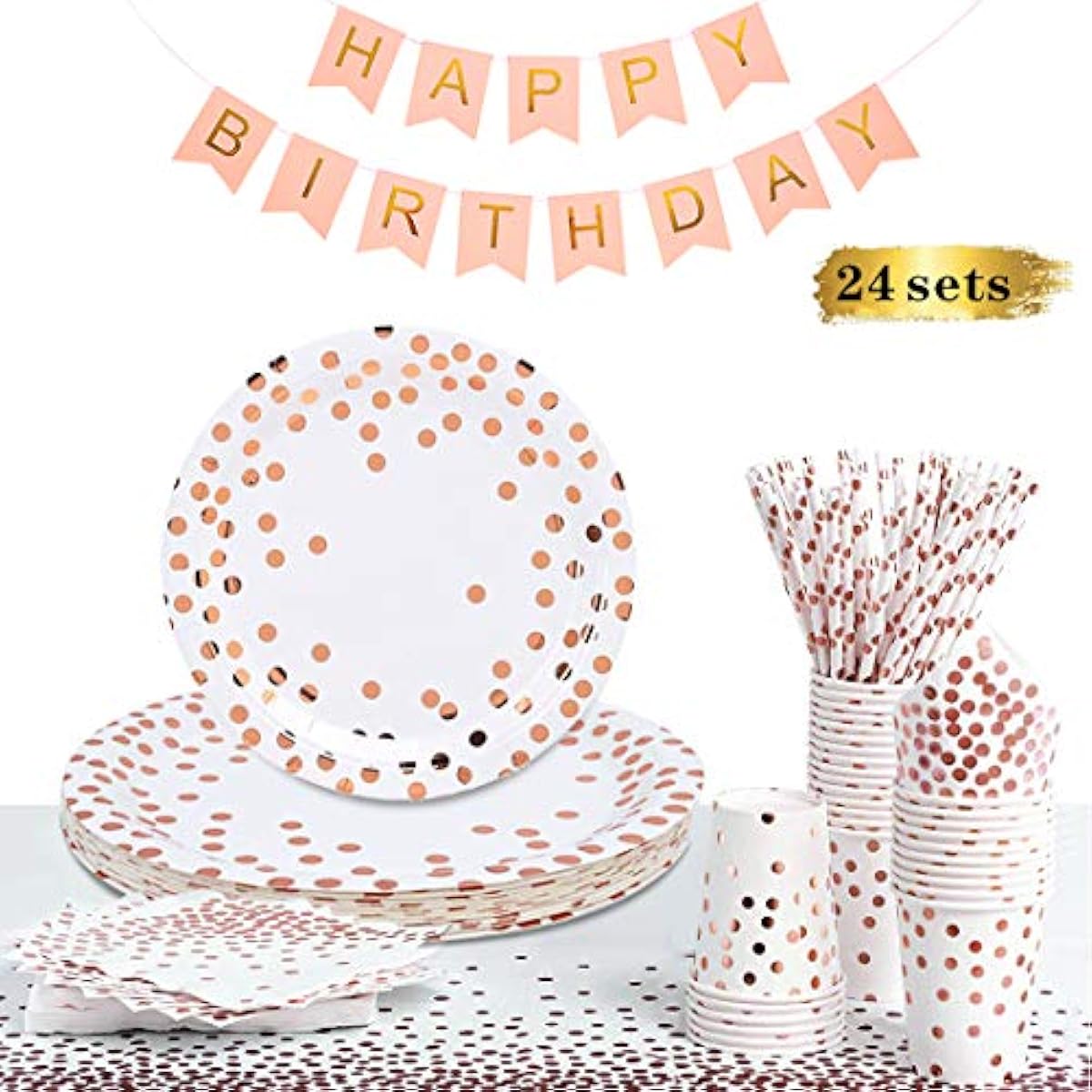 質屋 相場 ホワイトとローズゴールド パーティー用品 ローズゴールドパーティープレート ディナーウェア 24 24ディナープレート デザートプレート24枚 9オンスカップ24本 ストロー24本 テーブルクロス 2枚 バナー1枚 結婚式 誕生日パーティー ベビーシャワー用 ホーム 質屋 相場 ホワイトとローズゴールド パーティー用品 ローズゴールドパーティープレート ディナーウェア 24 24ディナープレート デザートプレート24枚 9オンスカップ24本 ストロー24本 テーブルクロス 2枚 バナー1枚 結婚式 誕生日パーティー ベビーシャワー用 ホーム