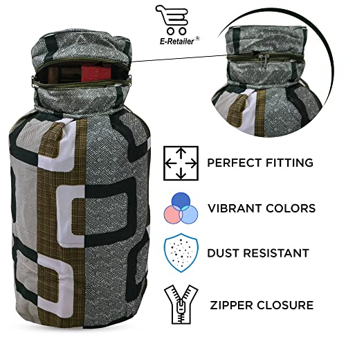 Image of Polyester 3-Layered LPG Gas Cylinder Covers with Zip Enclosure Pack of 2- (Color-Geometric Green, Size-26x14 Inches)