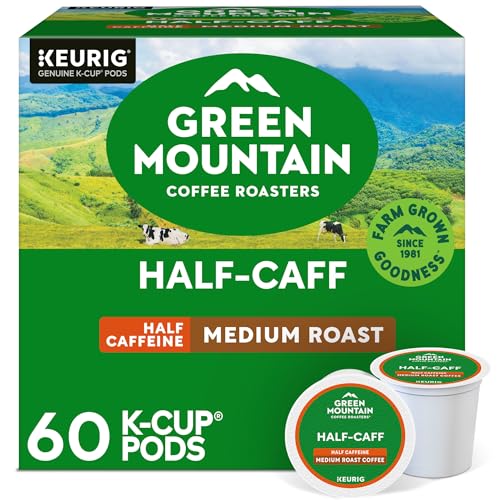 Green Mountain Coffee Roasters Half Caff, Keurig Single Serve K-Cup Pods, Medium Roast Coffee, 60 Count, (6 Packs of 10)