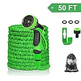 [page_title]-Molbory Wasserschlauch, 15M Flexibler Gartenschlauch Dehnbar mit 10-Funktionen-Duschdüse für Camping, Garten, Indoor, Outdoor usw. (Grün)