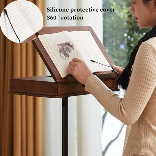 Soporte de piso para libros, tableta y computadora portátil con altura ajustable de metal 4