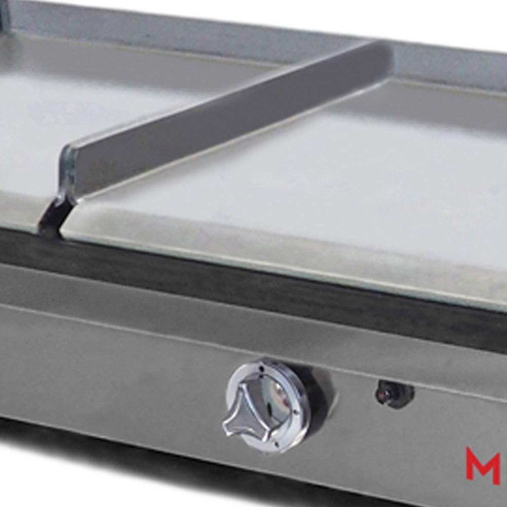 MBH - Plancha à gaz industrielle trois zones 400 x 400 mm économique pour hôtellerie. Fry Top professionnel en acier laminé pour bar et restaurant.