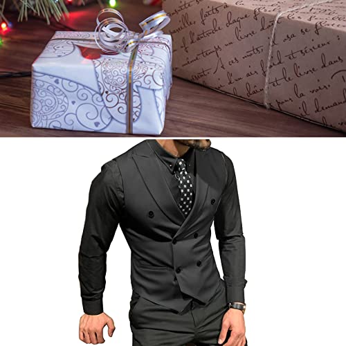 Men's Vest Double Breasted Lapel Slim Fit Wedding Vest Formal Casual Suit Waistcoat for Tuxedo Blazer 6 Color (Color : Burgundy, Size : XXX-Large)4