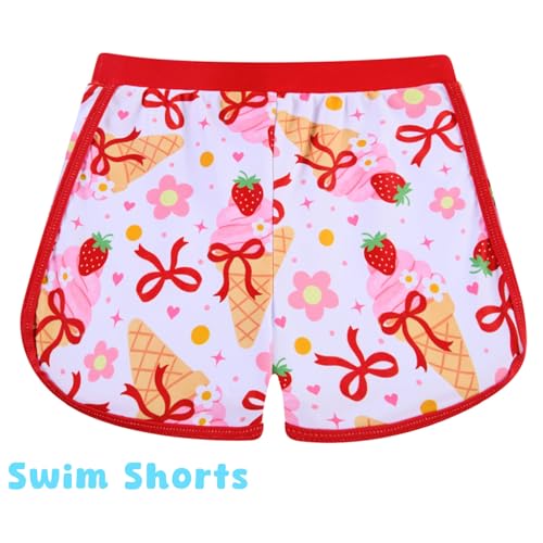 Image of TUONROAD Toddler Girls One Piece Swimsuit 2Pcs Bathing Suit Kids Swimwear with Short for 3-9