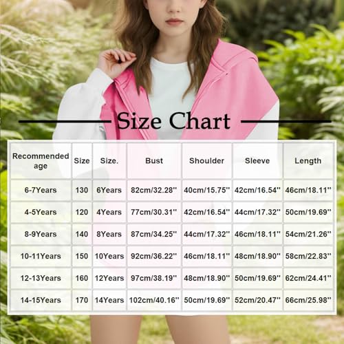 Girls Casual Hoodies Color Block Zip Up Cute Pullover Tops Pockets Hooded Fashion Sweatshirt for 4-15 Years2