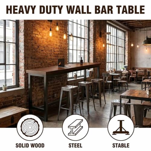Mesa de bar alta y rectangular de estilo industrial blanca 100x40x104 cm 4