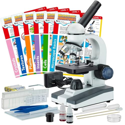 AmScope M150C-SP14-EXCL1 1000X Compound Monocular Microscope Set + Slide
