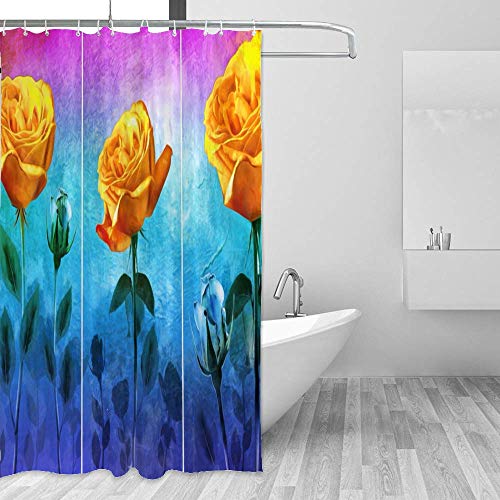 Rideau de douche en polyester 183x183 cm avec crochets en C CHEHONG