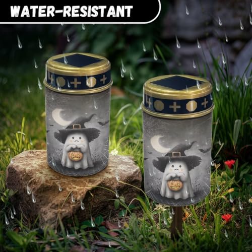 Image of Cemetery Solar Lights Flameless Candle | Waterproof Grave Lights Cemetery Decor, Cute Ghost Solar Powered Landscape Lights for Grave Memorial Gift, Outdoor Use