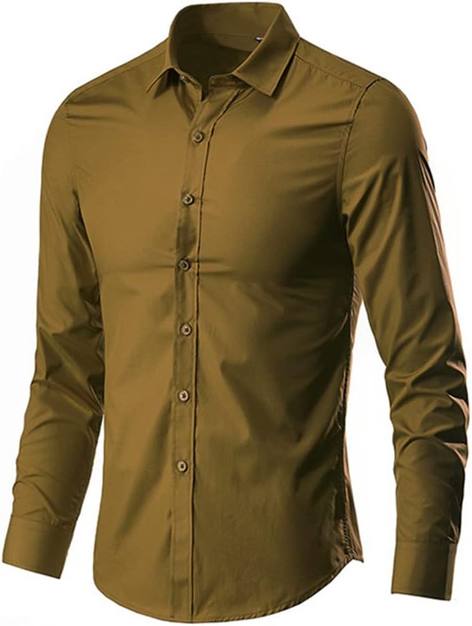 Men Shirt Dress Shirt Long Sleeve Slim Fit Business Casual Male Hawaiian Shirts