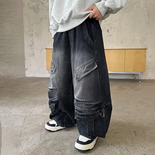 Pantalones vaqueros cargo para niños cómodos para evitar roturas 2