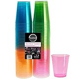 DuraHome - Hard Plastic Cups - 10 Oz. Party Cups Beverage Tumblers in Assorted Neon Colors (Blacklight Party) 80-Count