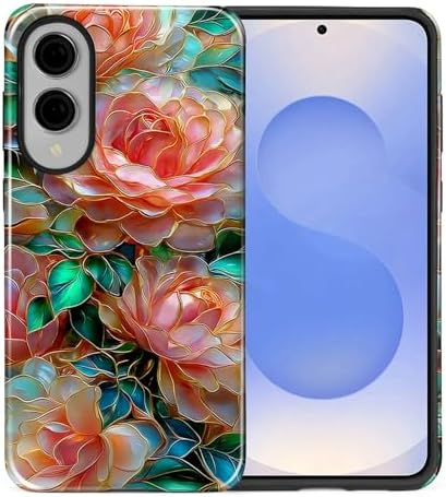 ZHEGAILIAN Case Compatible with Samsung Galaxy S25 Edge,Stained Glass Rose Aesth