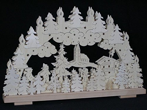 Lit électrique de voûte de Noël artisanat en bois de haute précision 50x32 cm
