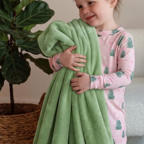 Image of Bedsure GentleSoft Green Throw Blanket for Couch - 300GSM Soft Cozy Fleece Blankets for Home Decor Gifts, Emerald, 50x60 Inches