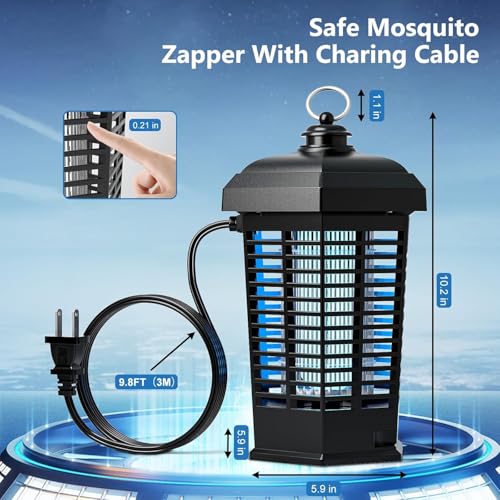 Image of Bug Zapper for Outdoor Indoor Waterproo f Electric Mosquito Zapper, Mosquito Zappers, Insect Killer lamp, Electronic Fly Zapper for Backyard, Patio,Garden,Sport Fields Home（4200v,10ft Cord）