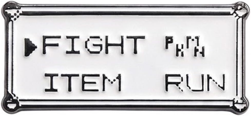 1Pcs Retro RPG Battle Menu Enamel Pin Brooch, Metal Gamer Lapel Pin for Jacket Backpack Hat, Cute Video Game Inspired Accessory, Nerd Gift for Gamers and Collectors