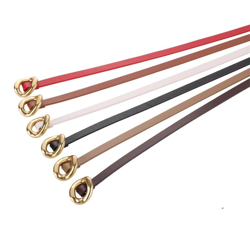 Thin Belt Women's Cowhide Decoration Skirt Shirt Waist Pin Buckle2