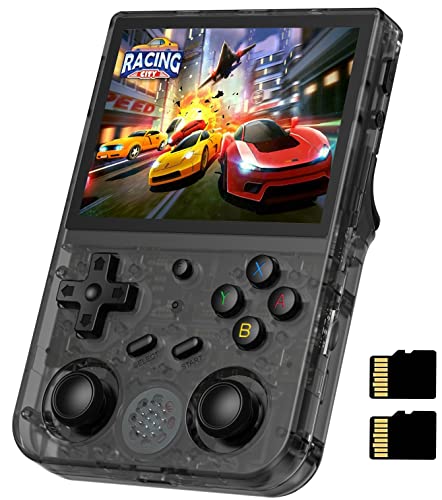 RG353VS Retro Handheld Game Console with Linux System RK3566 Chips 3.5 Inch IPS Screen with 64G TF Card 4452 Games Support 5G WiFi 4.2 Bluetooth(RG353VS-Transparent Black)
