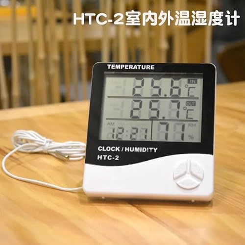 Termohigrômetro com Sensor Externo, Relógio, Umidade, Temperatura Interna e Externa + Certificado de