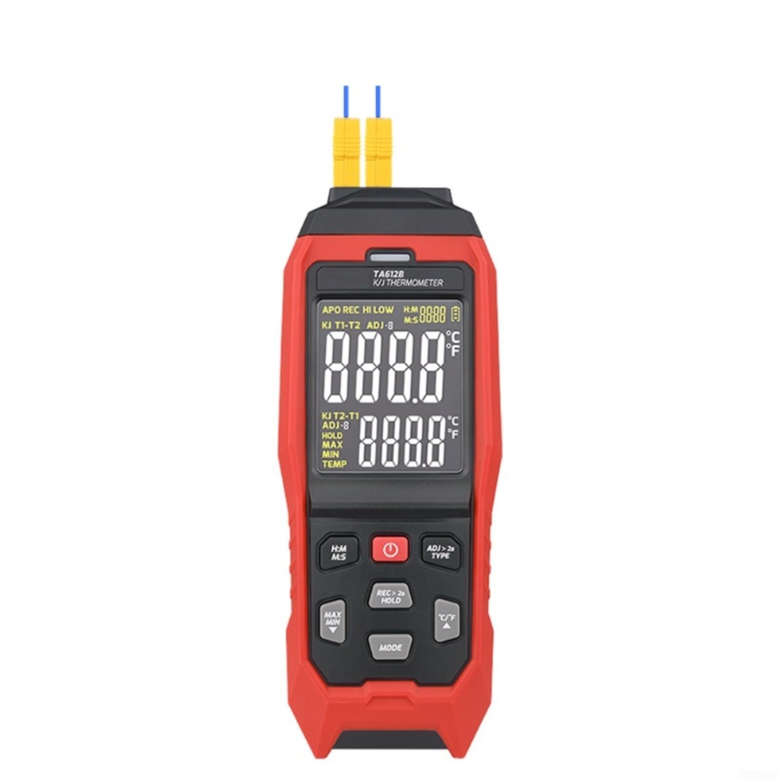 Termometro a doppio canale, misuratore di temperatura a termocoppia tipo K/J, con registrazione dati, gamma da -200 ° C a 1372 ° C, allarme alto/basso, display retroilluminato, per