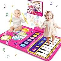 Toys for 1 Year Old Girl Gifts: Baby Piano Mat Toddler Toys Age 1-2 - 2 in 1 Piano Drum Babies Music Mat - Infant Musical Toy 12-18 Months Babies Birthday Easter Gifts for 1 2 3 Year Old Boys Girls