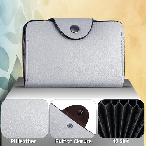 Storite 12 Slots Leather Credit Card Holder Wallet for Men & Women (10.5 x 7 x 2 cm, Grey) 4 51SbfULWTEL
