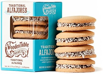 Traditional Alfajores Argentinos - Shortbread and Sandwich Cookies Rolled in Grated Coconut - Wooden Table Baking Company Gourmet Set Of 4pk Argentinean Cookies