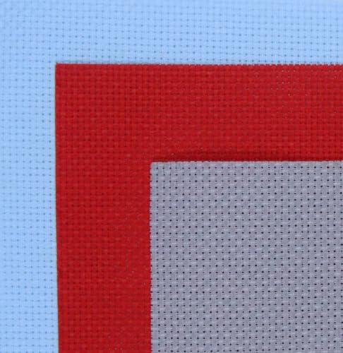 Image of KCS 3 pc of 15 inch x 18 inch(38cmx45cm) 14 Count Cross Stitch Cotton Aida Cloth Needlework Rolled Fabric Box,14CT,Light Blue+Red+Light Steel Grey