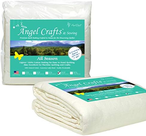 Angel Crafts and Sewing Cotton Batting for Quilts - Purely Natural All Season Quilt Batting by The Roll - Low Loft Fabric for Quilting, Upholstery, Applique, Pillows - 108 by 96 inches, Queen Size