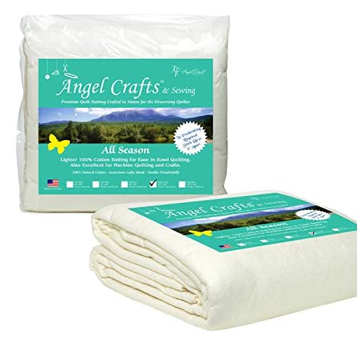 Angel Crafts and Sewing Cotton Batting for Quilts: Purely Natural All Season Quilt Batting by the Roll - Low Loft Fabric for Quilting, Upholstery, Applique, Pillows - 108 by 96 inches, Queen Size