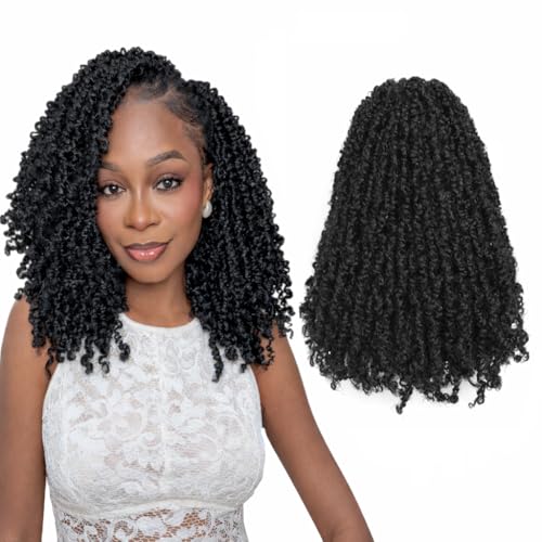 Yanky Twist Crochet Hair - (8+10+12inch)*3 Total 9 packs Natural Black Pre-Looped Yankee Twist Mini Passion Twist Pre-Twisted Micro Spring Twist Boho Senegalese Twist Crochet Hair with Curly Ends(1B#)