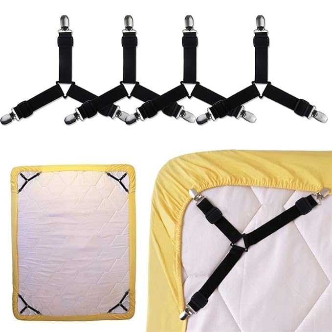 HARVA® Bed Sheet Holder Corner Straps Set of 4 – Adjustable Elastic Mattress Sheet Clips, Heavy Duty Bedsheet Fasteners to Keep Sheets Tight & Wrinkle-Free, Non-Slip Bed Sheet Grippers (Multicolor)-image-32