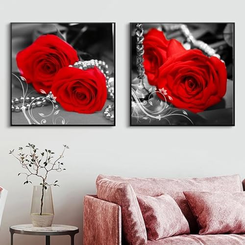 Art mural de fleurs pour salon moderne déco de chambre romantique en toile sans cadre