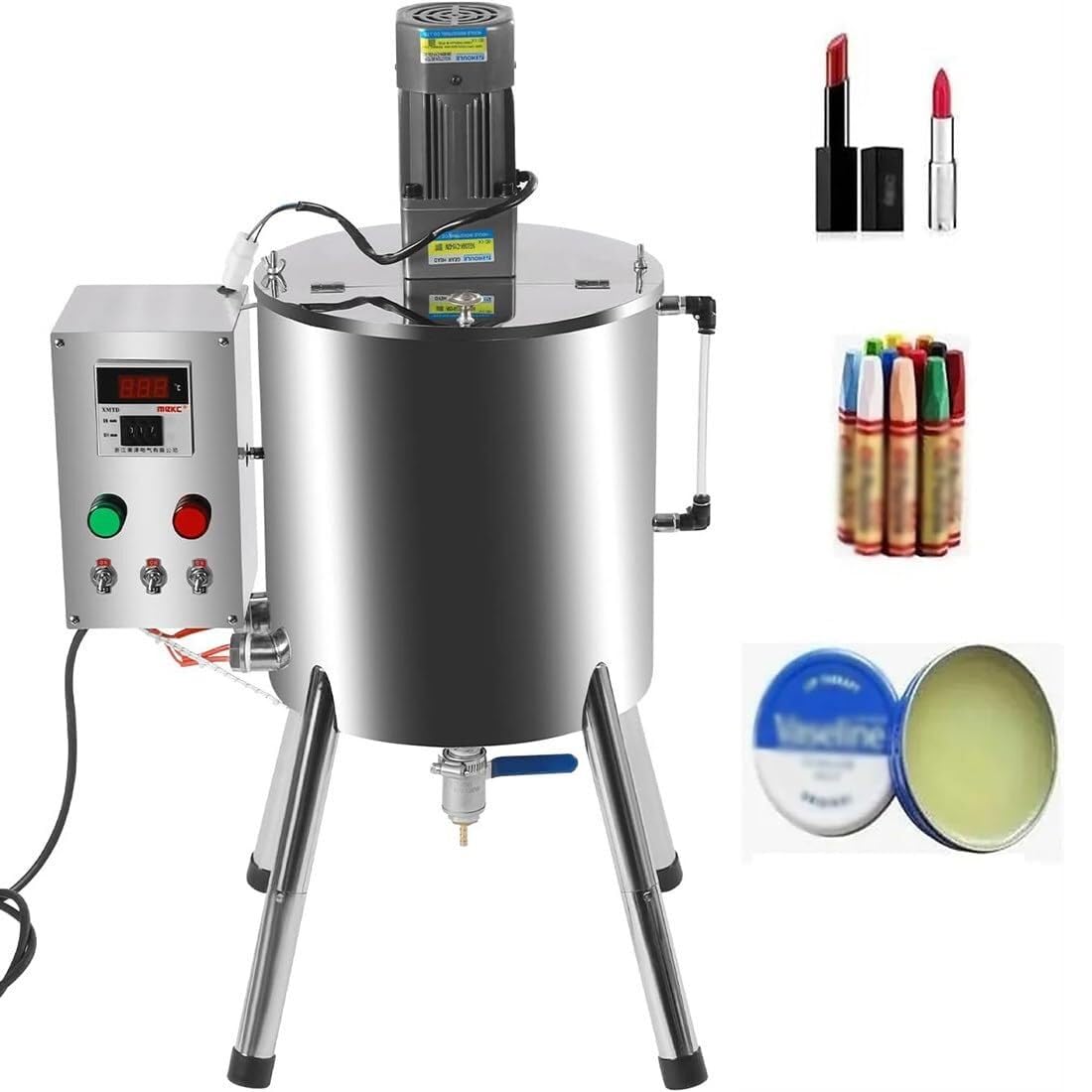 Lipstick Candle Filling Machine, Heating Mixing Filling Machine, 15L/30L Stirring Tank Paste Filler, Adjustable Temperature 0-300℃/32-572℉,for Lipstick(30l)