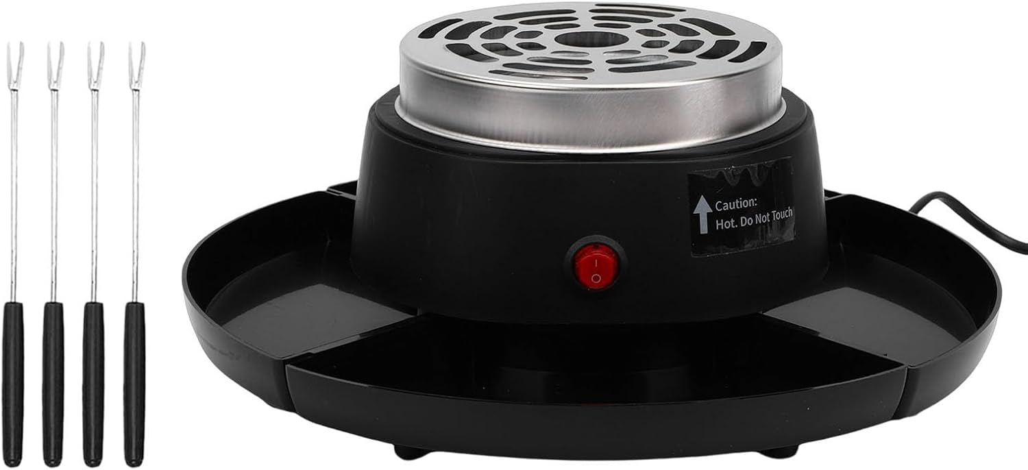 Yosoo 2 in 1 Electric Smores Maker, Tabletop Roaster and Chocolate Fondue Pot with 4 Detachable Trays, for Family Gatherings and Dessert Parties (US Plug 110V)