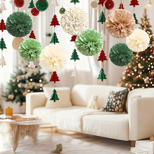 Hexizexi Hexizexi 20 Stück Seidenpapier Pompons Grün Papier Pompoms für Boho Hochzeitsdekoration Gartenparty Deko Neutrale Babypartys Geburtstage Party und Vintagepartys - Produktansicht 3 | Tischdekoration