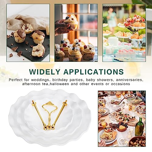 HonGien 2 Pack 3-Tier Cake Stand, Cake Display Stand,Afternoon Tea Cake Stand,Fruit Dessert Serving Tray Stands for Birthday,Party,Wedding (Wave Pattern White) - Cosy Home Interiors HonGien 2 Pack 3-Tier Cake Stand, Cake Display Stand,Afternoon Tea Cake Stand,Fruit Dessert Serving Tray Stands for Birthday,Party,Wedding (Wave Pattern White) - Image 5
