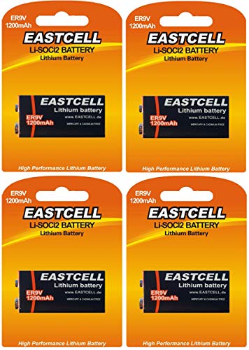 4 x ER9V 9V Block (1200 mAh) Lithium Langzeitbatterie Rauchmelder EINWEG (4 Batterien EASTCELL) FBA