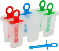 Forma de Picolé 6 Divisões – Sobremesas Geladas Caseiras, Criativas e Refrescantes em Plástico Resistente 18,5x7,5cm, Cores Variadas