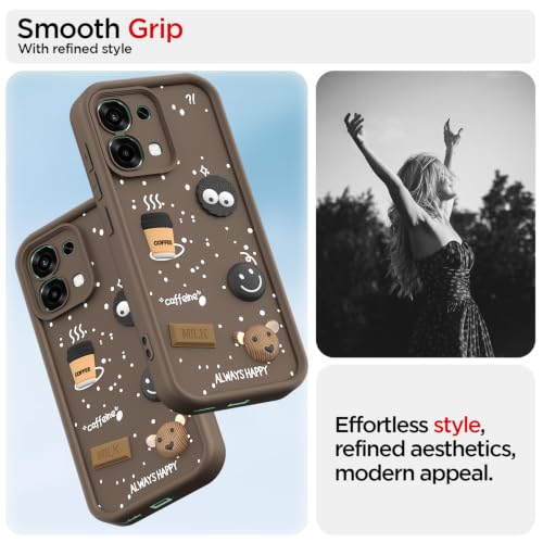 Image of Pikkme Back Cover for Oppo F31 5G / Oppo F33 5G | 3D Bear Silicone Cute & Fun Coffee Cartoon | Full Body Protection Bumper Case (Brown)